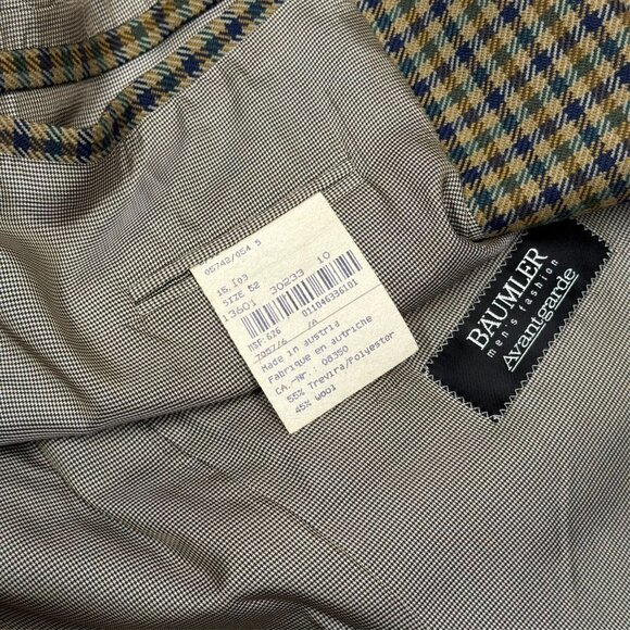 Baumler Wool Blazer Check Sport Coat Multicolor 42R - Picture 9 of 9